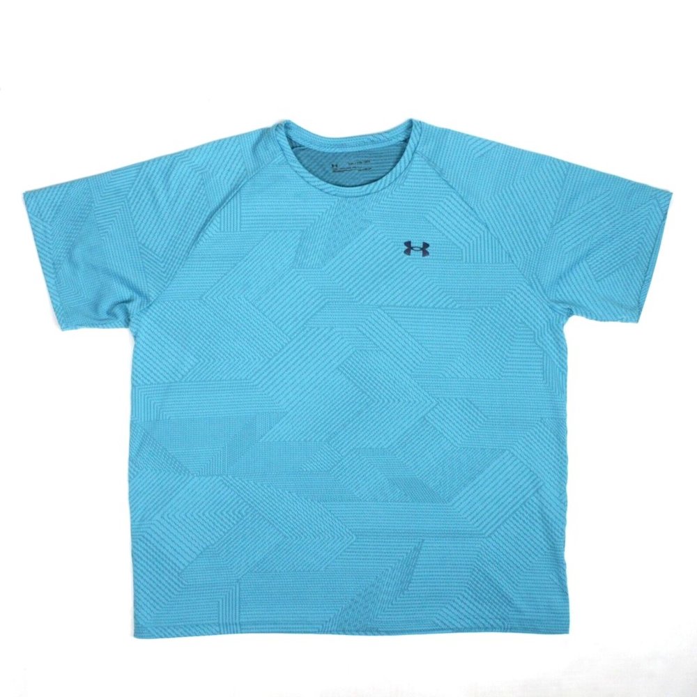 Under Armour Heat Gear Shirt 2XL Loose Fit Baby Blue Casual Outdoors Mens